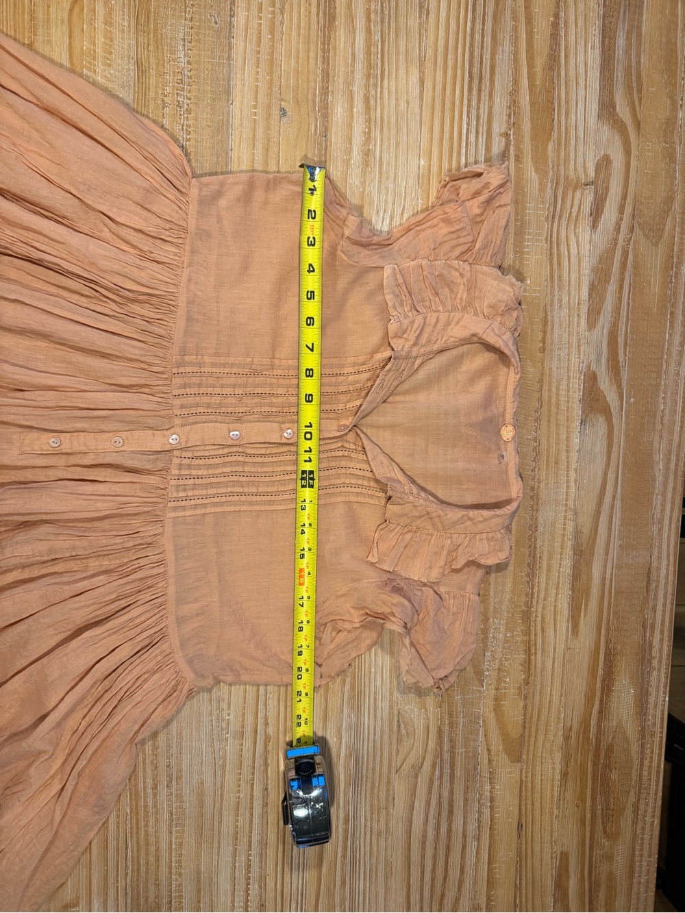 Women’s Peach Ruffle Button-Front Tunic - Picture 7 of 8